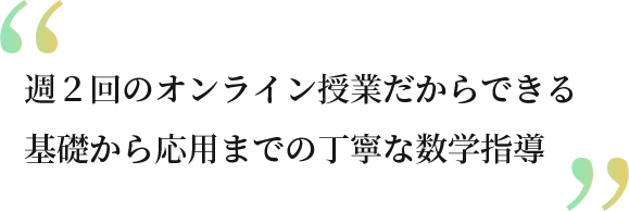 週２回のオンライン授業だからできる　基礎から応用までの丁寧な数学指導